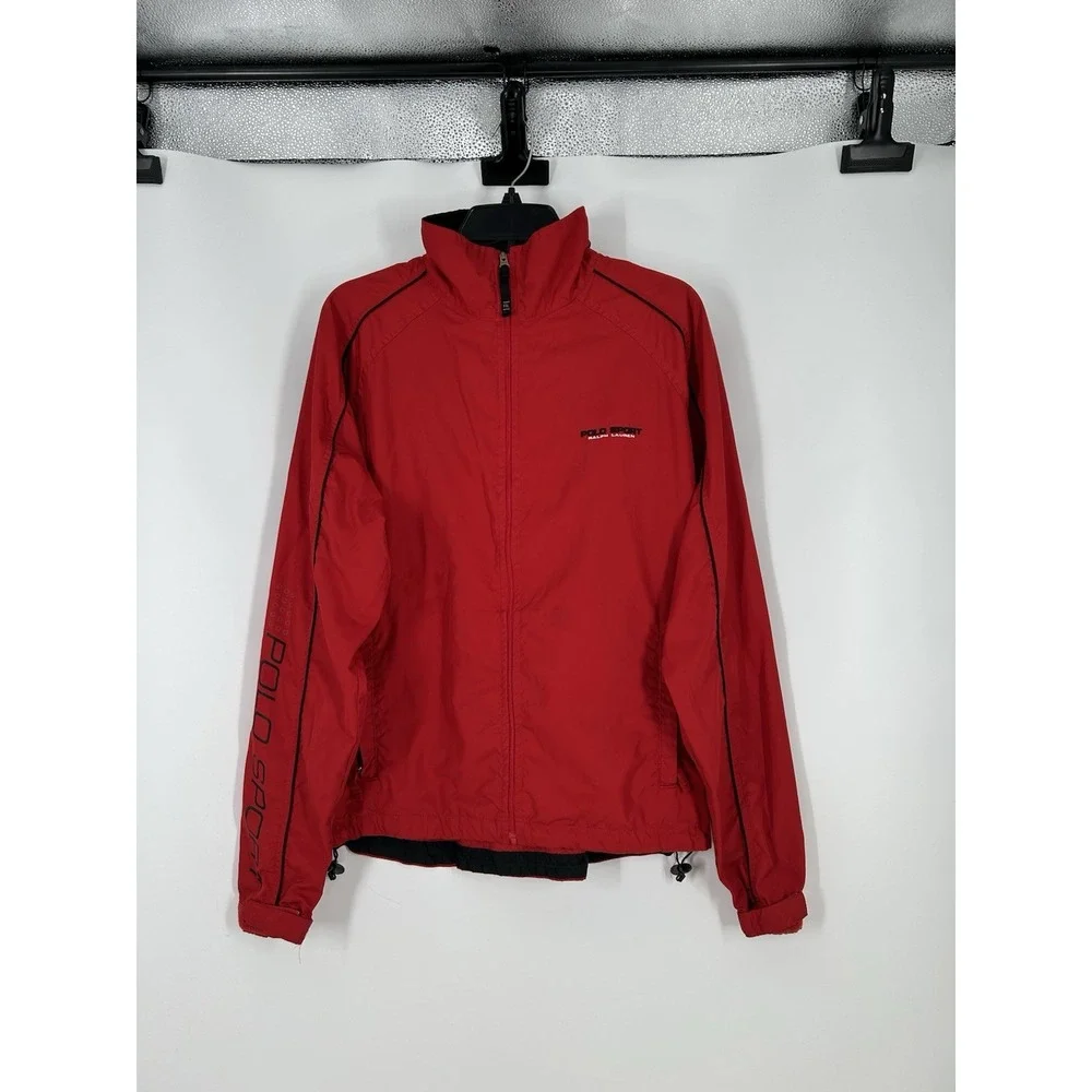 Polo Sport Ralph Lauren Vintage Windbreaker Full Zip Up Jacket‎ Red Mens Medium